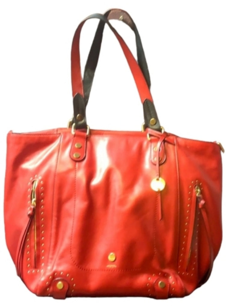 Lodis Los Angeles Red Leather Studded Tote/Handbag. ♥️