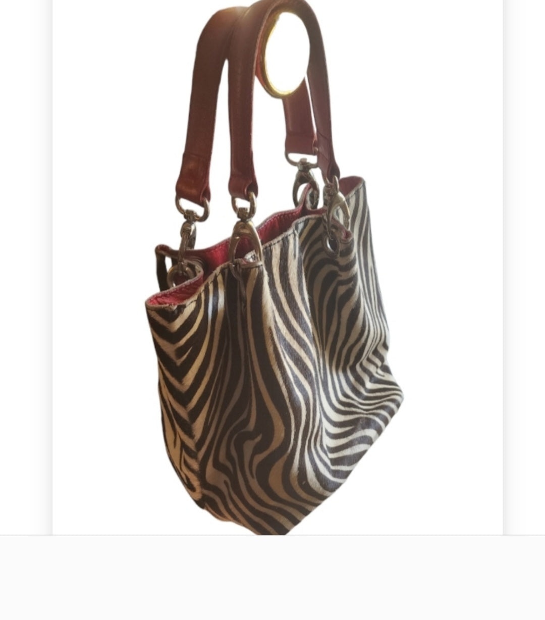 Maurizio taiuti leather fur handbag Zebra Print.  9"x12"