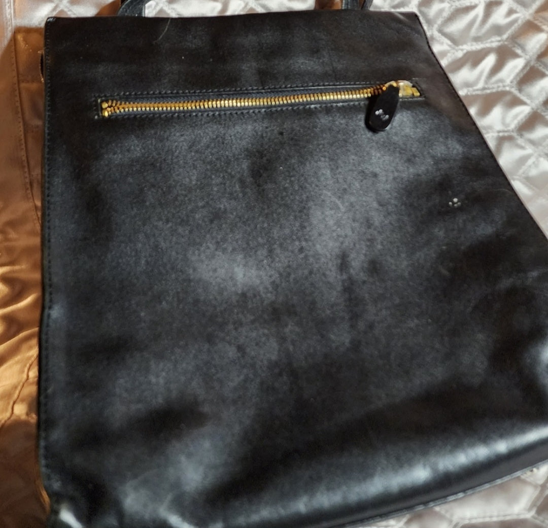 Original MONSAC Blk Leather Bag. Vintage.  Excellent Cond.