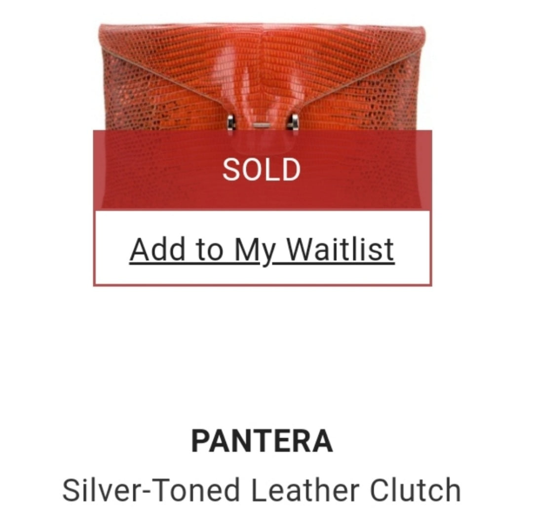 Pantera leather envelope clutch.  Silver/chrome metal.  Deal!!!