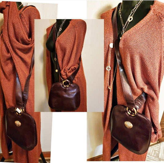 Portofina unique vintage leather crossbody bag.