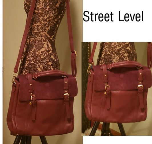 Street Level 100% suede & vegan mixed handbag.