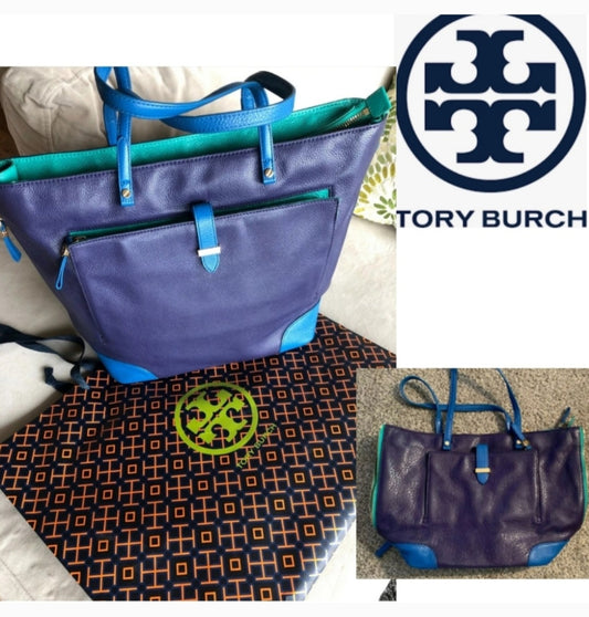 Tory Burch color block "Admiral" handbag/tote. EUC