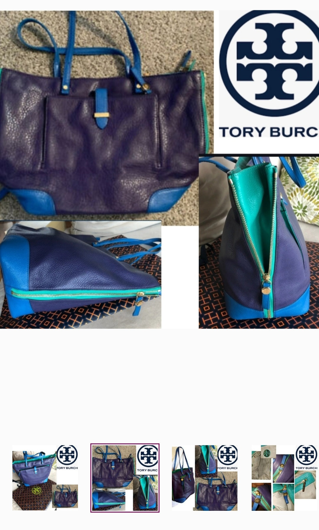 Tory Burch color block "Admiral" handbag/tote. EUC