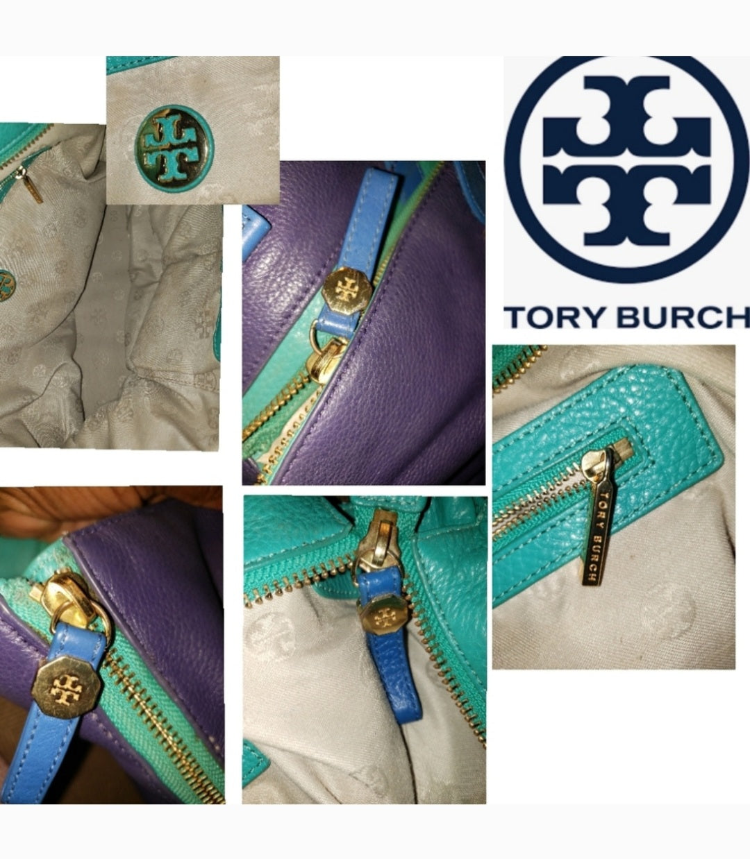 Tory Burch color block "Admiral" handbag/tote. EUC