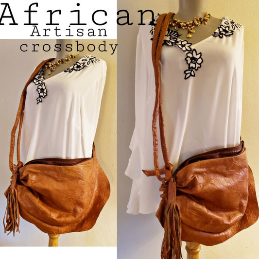 Unique AFRICAN artisan leather crossbody bag/sack