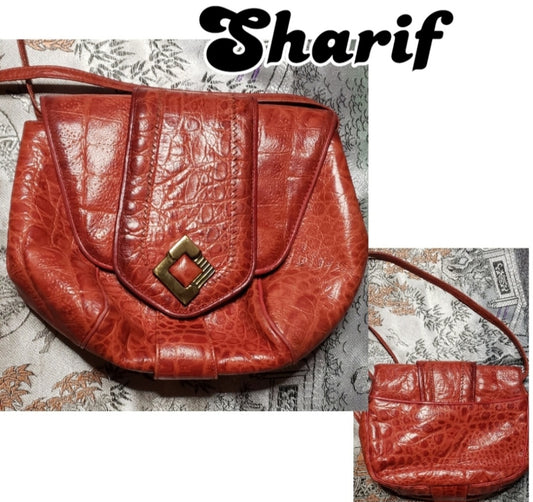 Vintage Sharif Womens Cric Leather Shoulder/Crossbody Bag Purse.