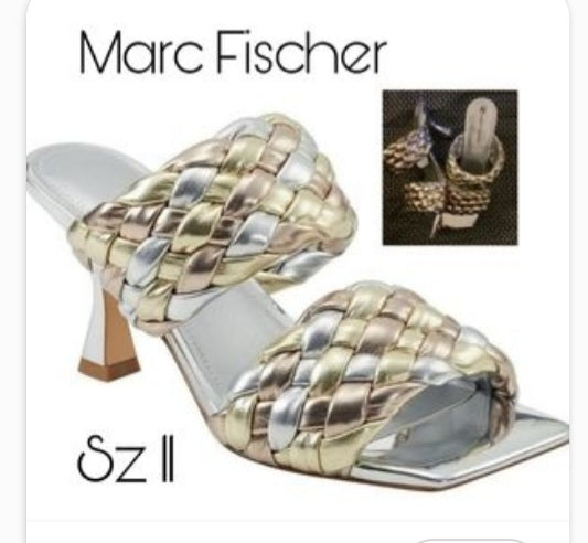 Marc Fisher Toree braided Metallic Slide.  Sz 11