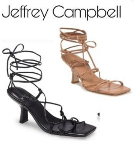 Jeffrey Campbell Black Moraude Strappy Sandals in White.  Sz 6.5. New. DEAL!!