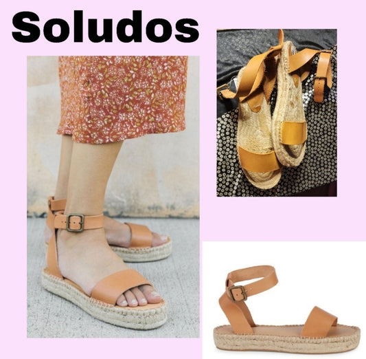 SOLUDOS Cadiz Leather Espadrille Sandals.  Sz 8