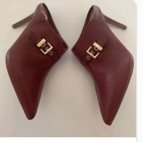 Vince Camuto Maskelynn Burgundy/cranberry Pointed Toe Buckle Heels Mules Size 11