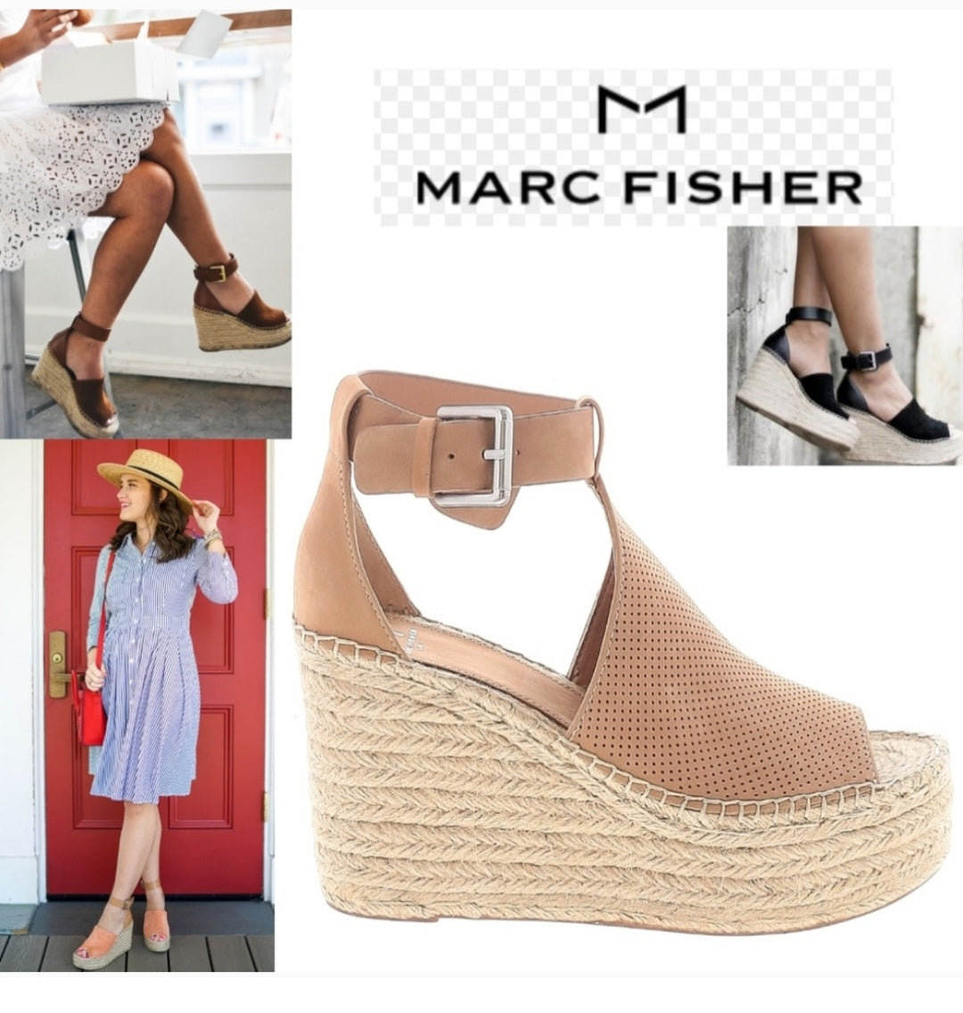 Marc Fisher Alison Tan Espidrille Wedges.  Sz 10