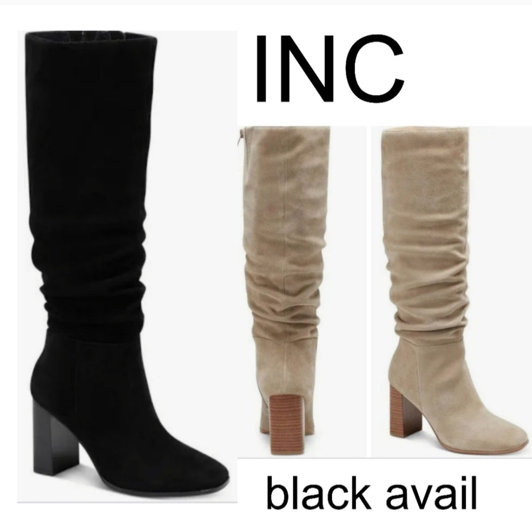 INC black VIDAL Blick heel suede boots.  Sz 7. NEW.  Firm