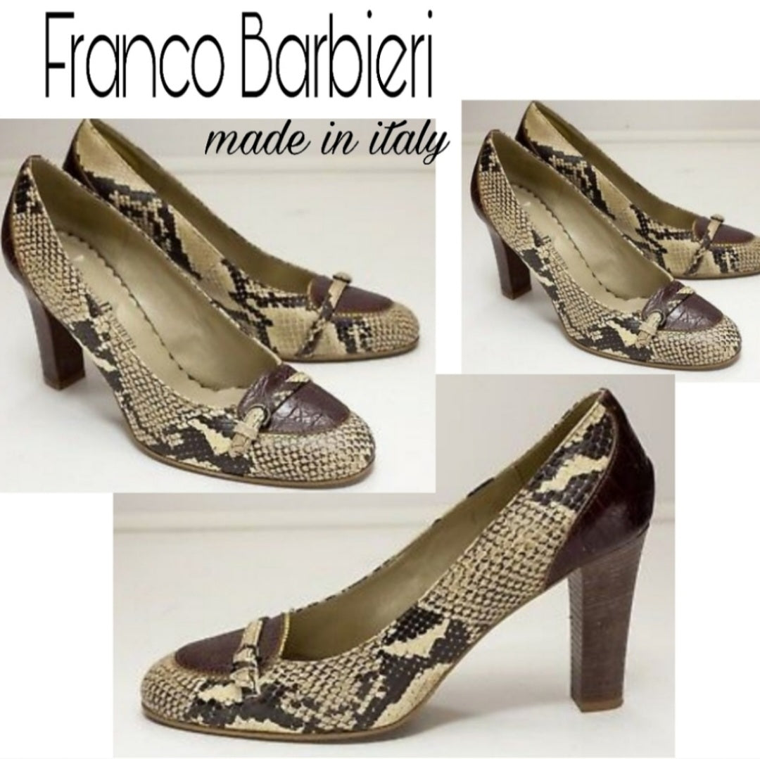 Franco Barbieri python & croc leather heels Sz 7.5