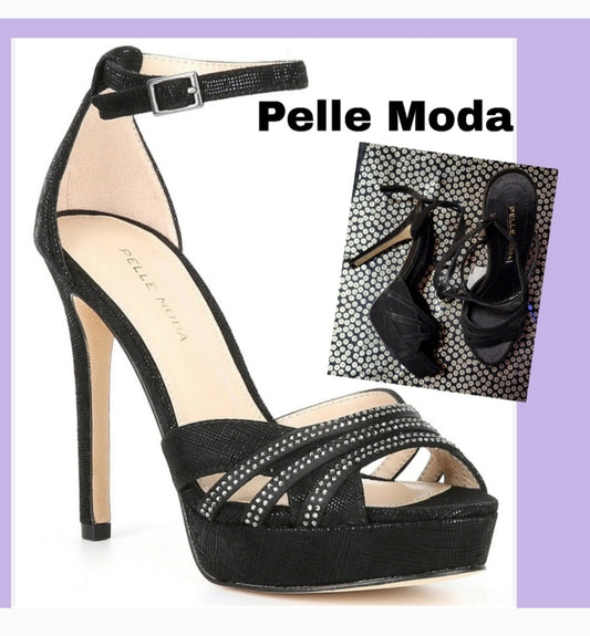 Pelle Moda Olwyn Ankle Strap Platform Sandal In blk. Deal!! Sz 7