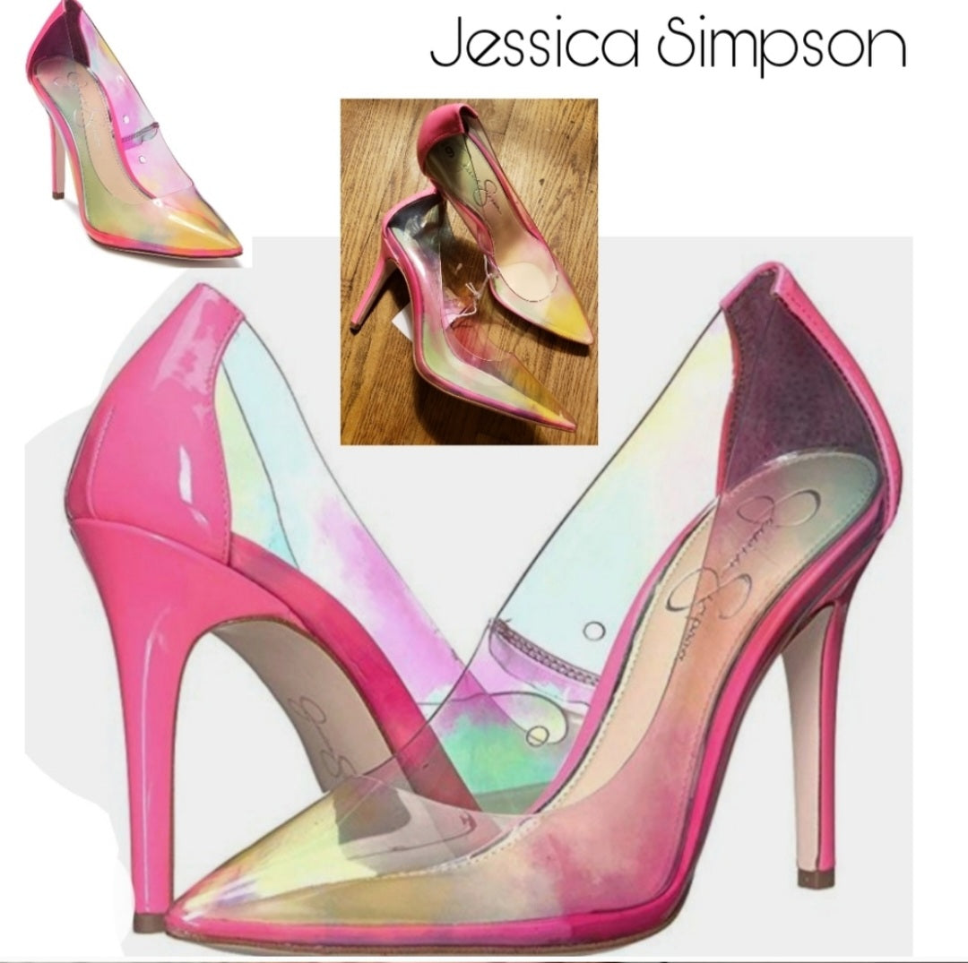 Jessica Simpson "Pixera" neon clear pumps. Sz 9