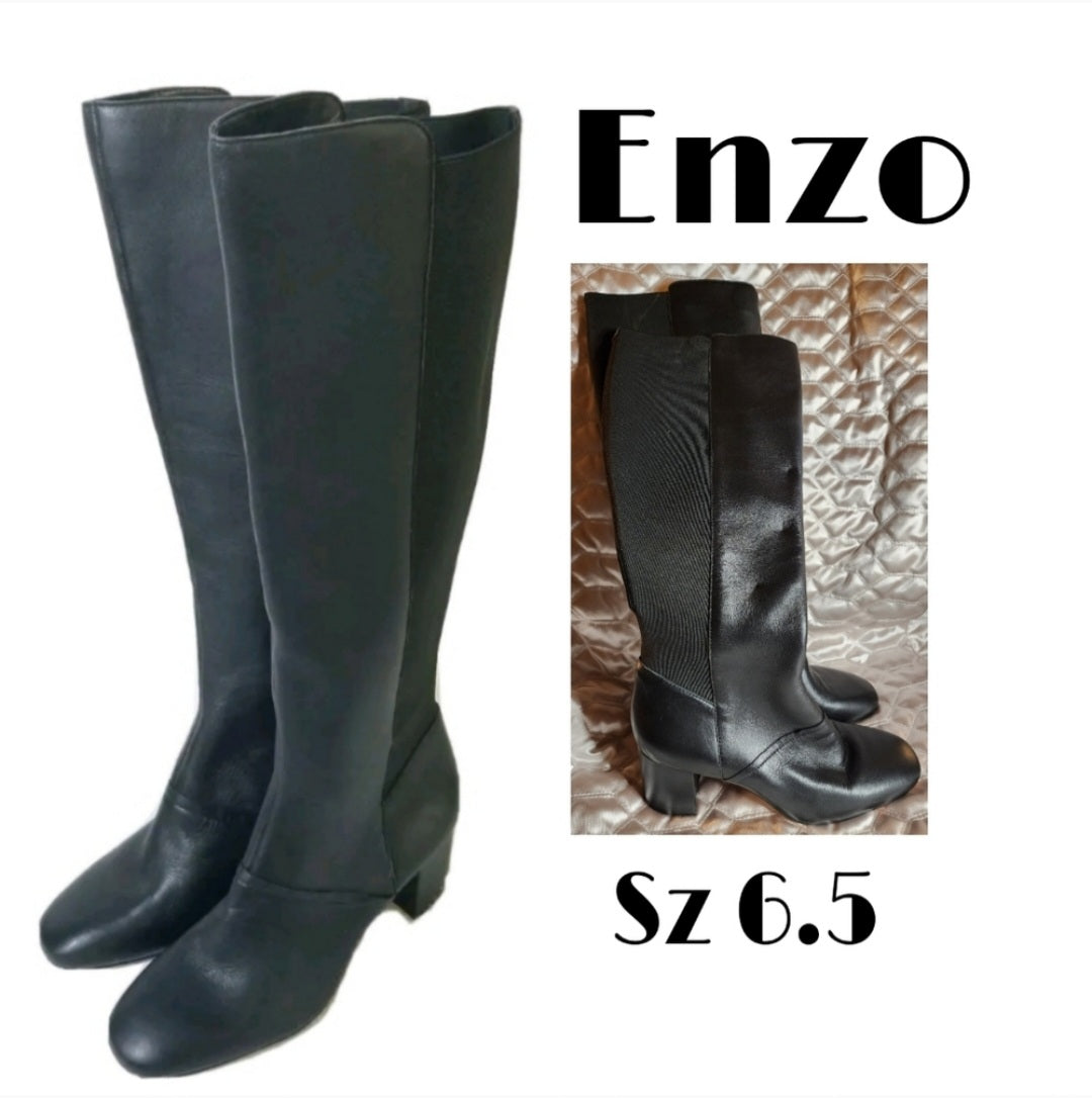 Enzo black leather riding boot.  Sz 6.5