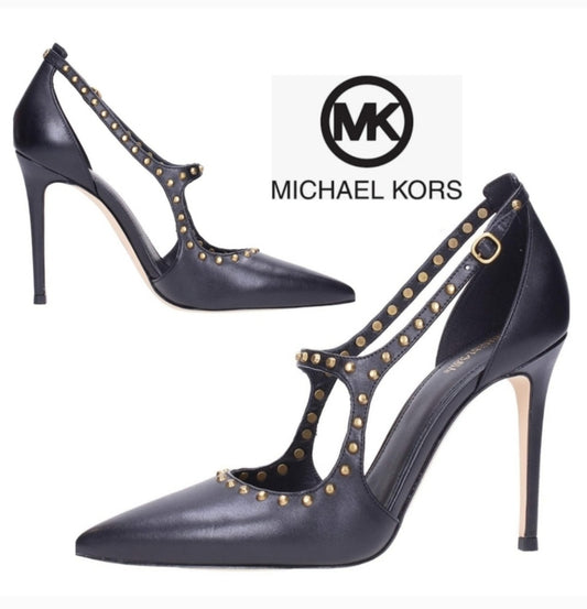 Michael Kors "Ava" blk studded heels.  Sz 8.