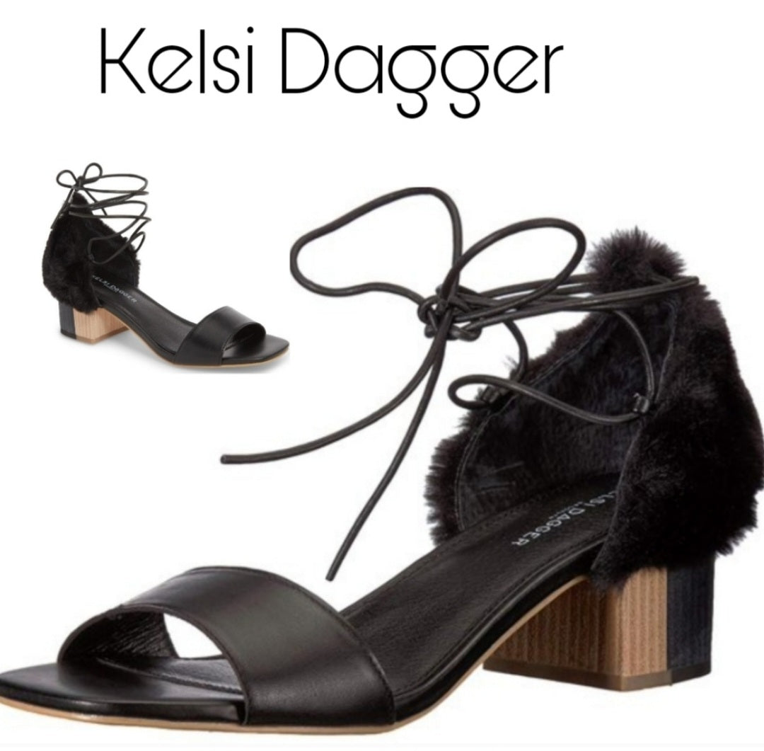 Kelsi Dagger "Sam" faux fur heel sandal.  Sz 8.5