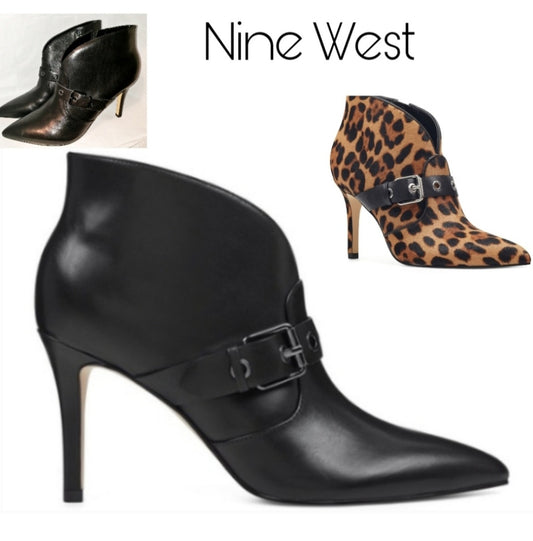 NineWest "Jax" blk leather booties.  Sz 10