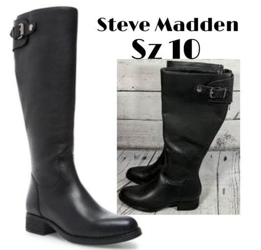 Steve Madden | Black Loraine Leather Boot.  Sz 10