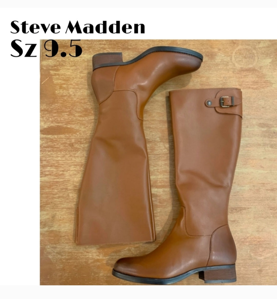 Steve Madden knee high boots Edie Sz 9.5 brown leather