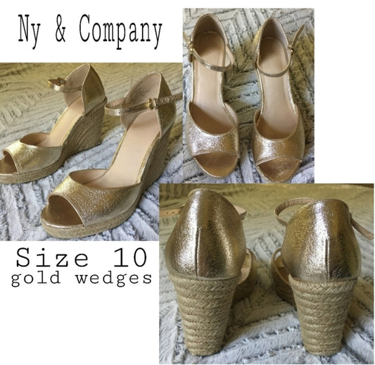 Ny & Company gold espidrille wedges.  Sz 10