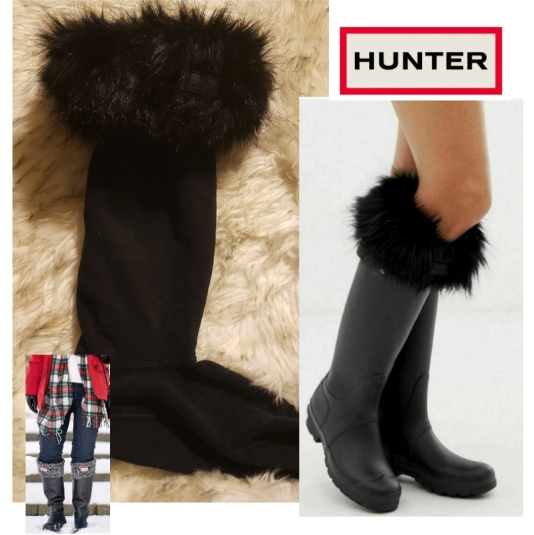 Hunter Boots Black Fur Trim Socks.  NWTs.  Org$50