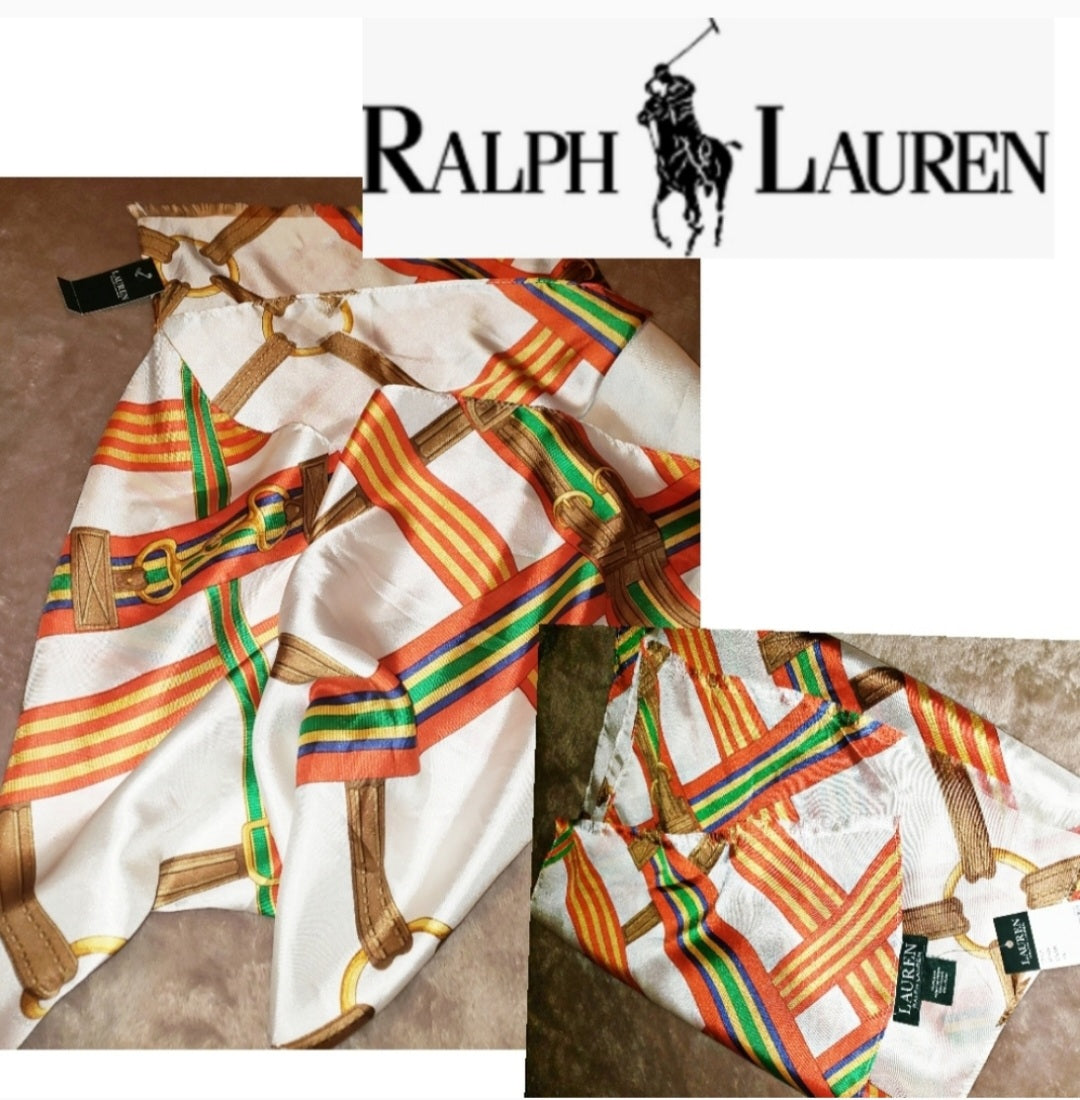 Ralph Lauren esqutarian motif silk scarf. NWT