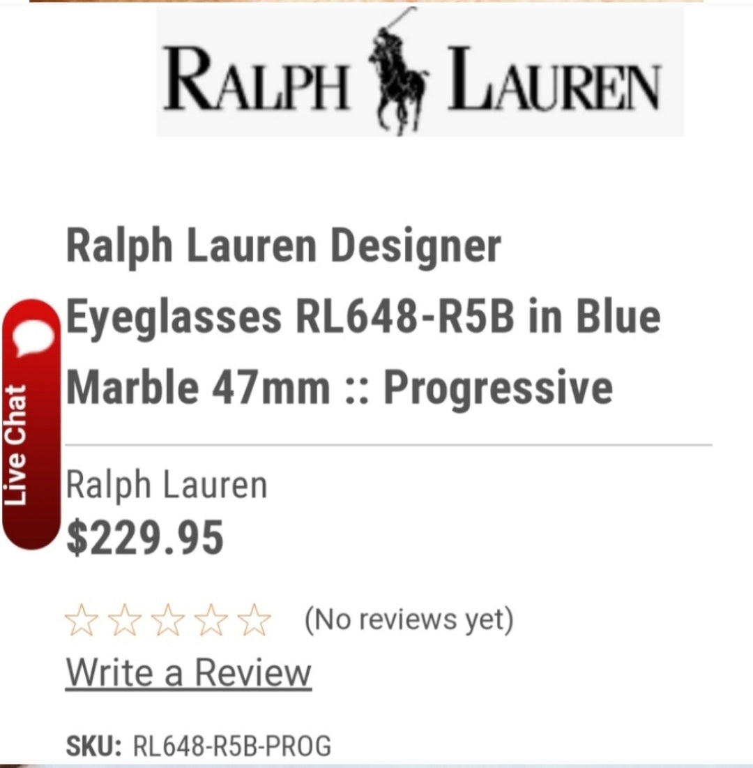 Ralph Lauren Designer Eyeglasses RL648-R5B in Blue