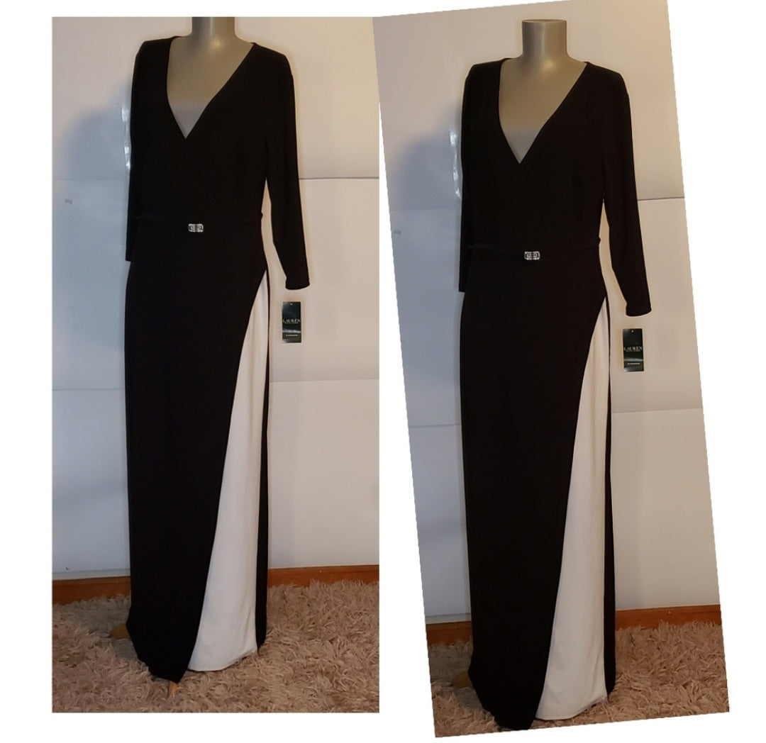 Lauren Ralph Lauren two-toned belted maxi dress.  Sz 12