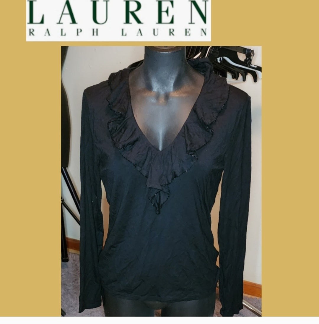 Ralph Lauren ruffle vneck top. SZ Med. 2 avail