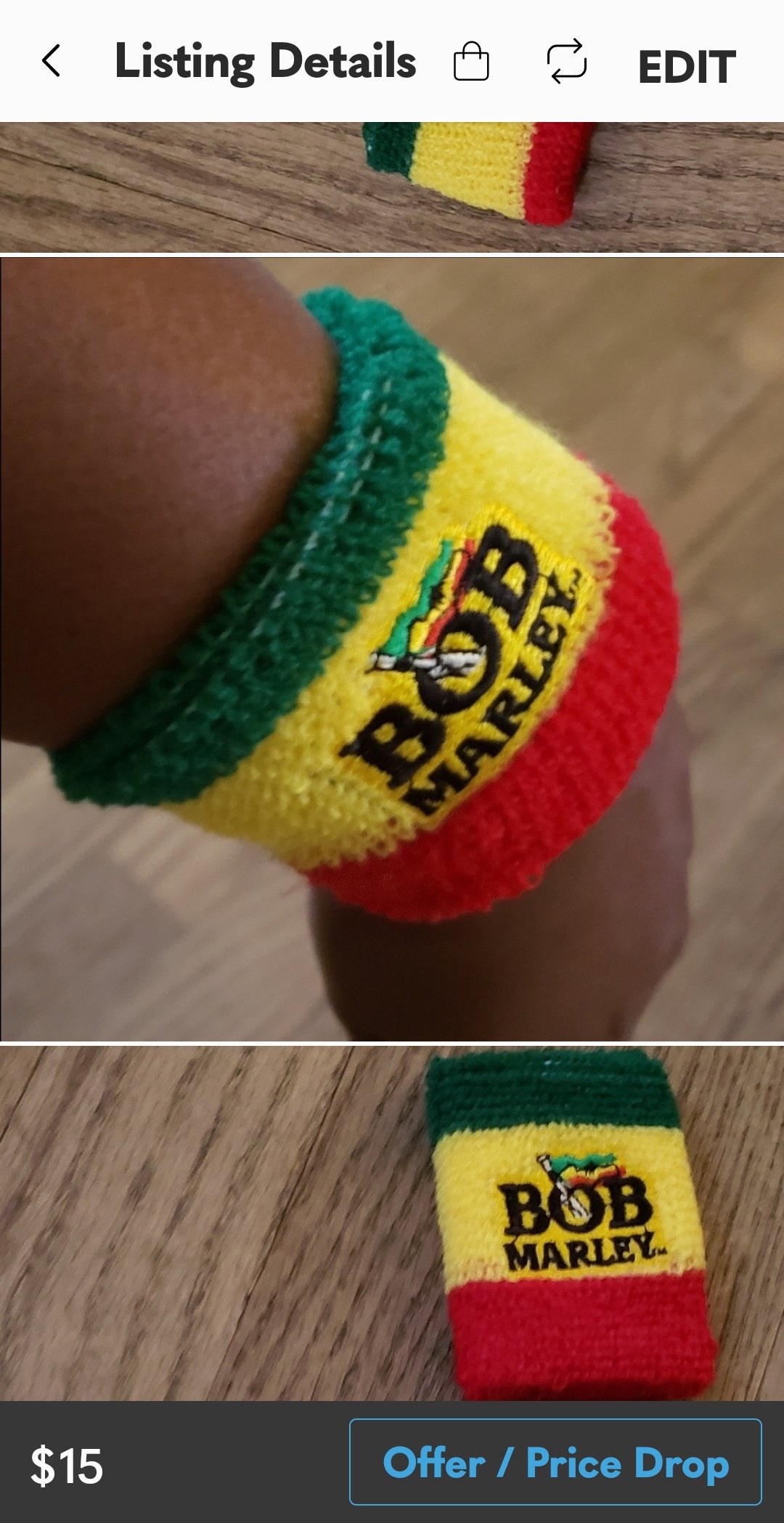 Jamaican & Marley head/wristbands. 2 piece set.