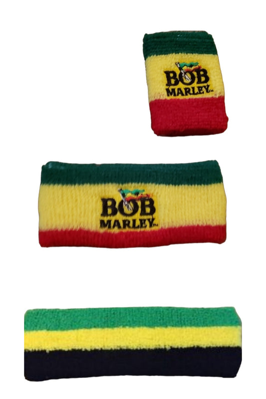 Jamaican & Marley head/wristbands. 2 piece set.