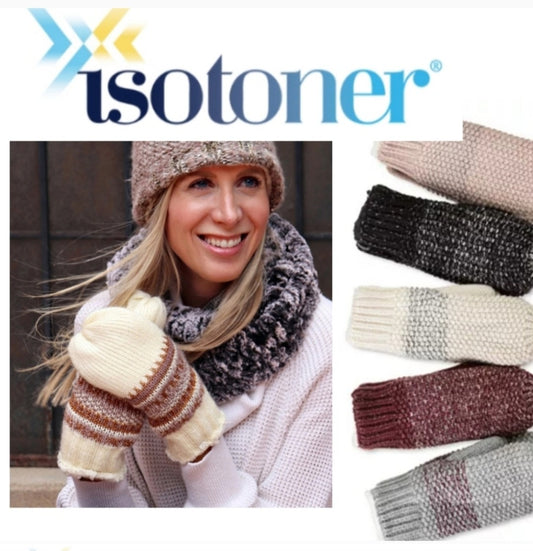 Isotoner SOFT🥰 Lurex Mittens - Knit/Genuine lthr