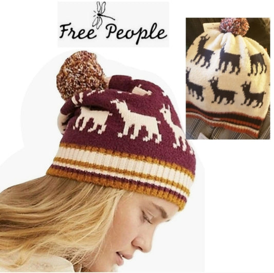 Free People Womens Alpaca Pom Beanie Hat. New