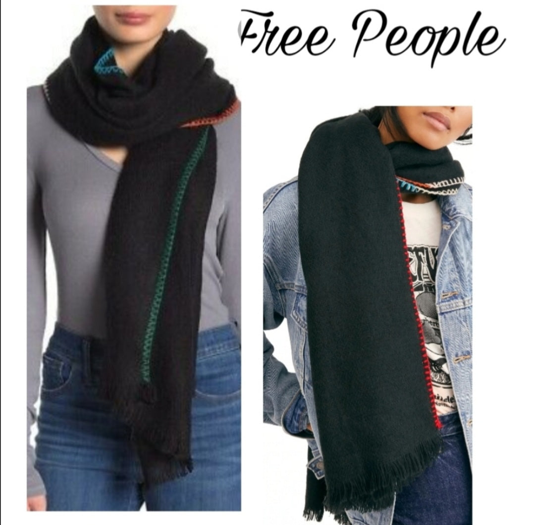 Free People Common Thread Blanket Stitch Scarf. Nwts