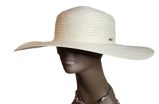 Jessica Simpson wide brim  Floppy Straw Beach Hat. Off white.  Large/XL. New