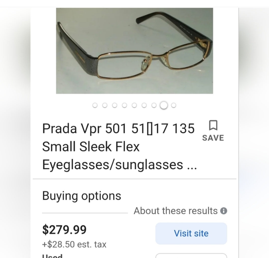 AUTH PRADA VPR 501 517 135 SMALL SLEEK FLEX EYEGLASSES FRAMES ONLY MINT