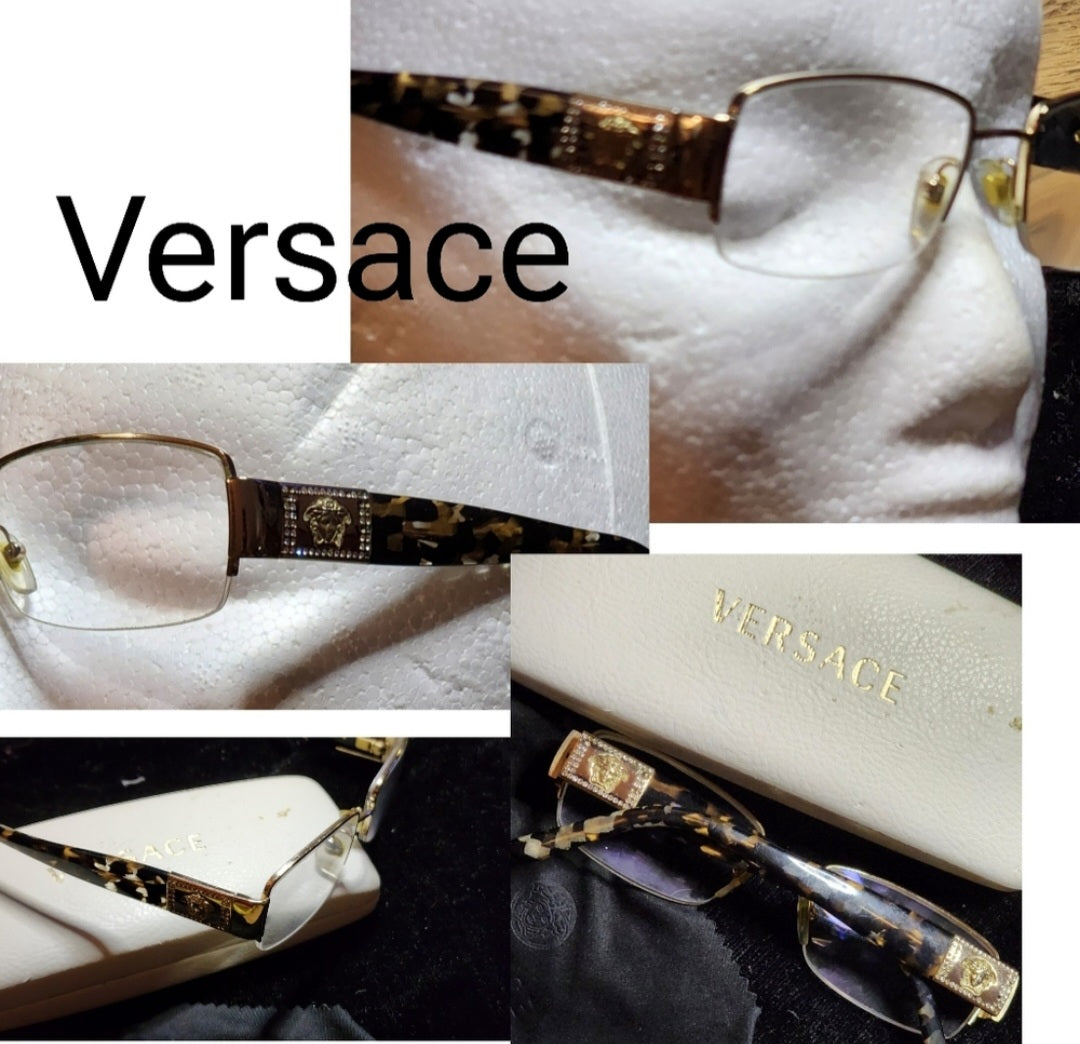 AUTH VERSACE VE1175B Rectangle 1002 Gold.