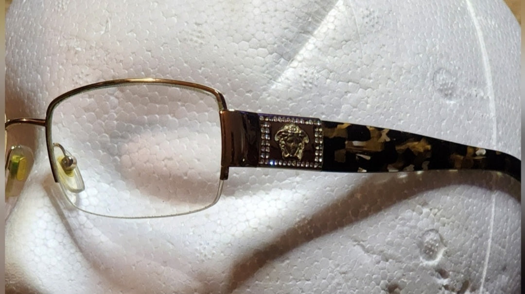 AUTH VERSACE VE1175B Rectangle 1002 Gold.