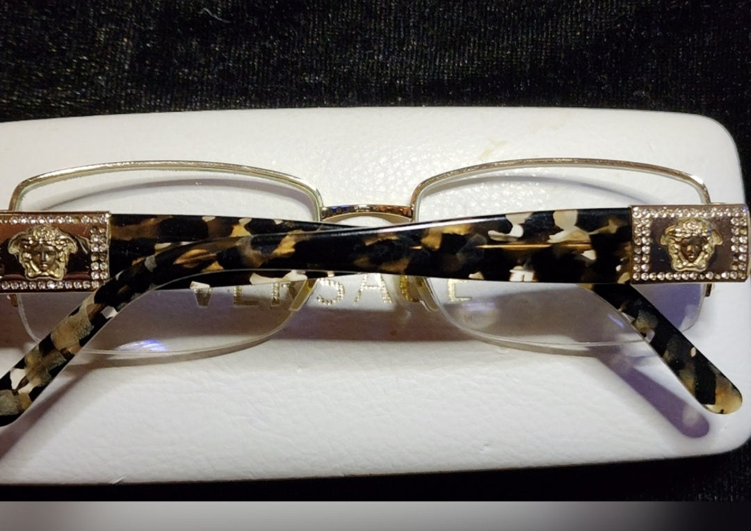 AUTH VERSACE VE1175B Rectangle 1002 Gold.