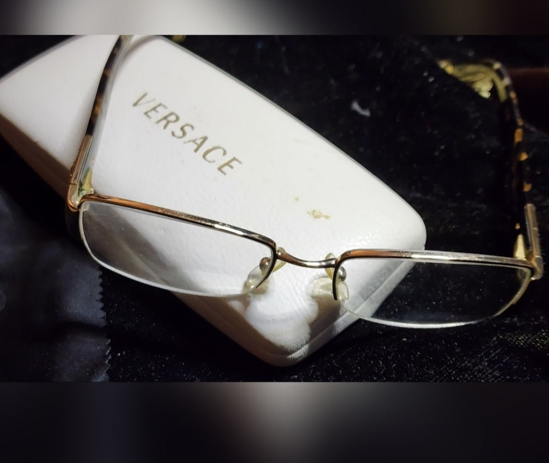 AUTH VERSACE VE1175B Rectangle 1002 Gold.