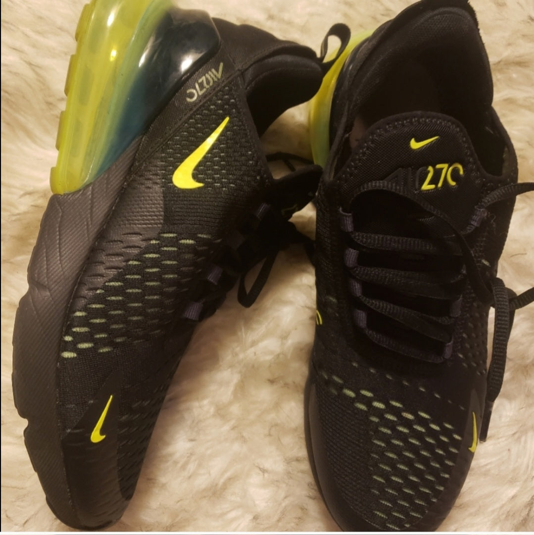 Nike Air Max 270 Black Volt Oil neon.  Sz 8.5
