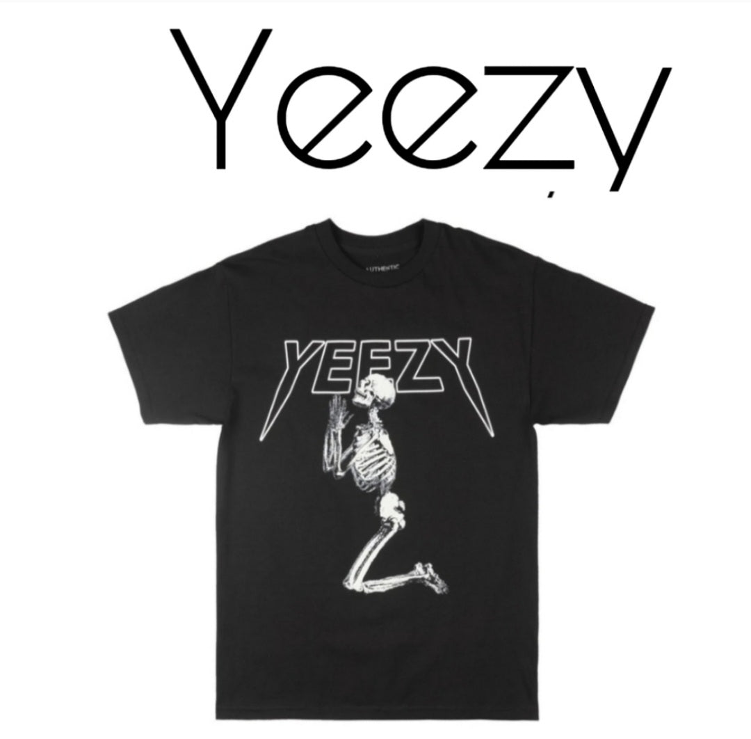 Black Kanye West 'Yeezy' Praying Skeleton T-Shirt