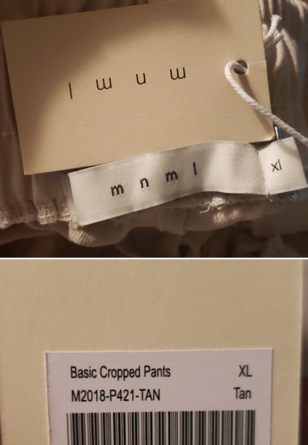 MNML Men's crop pants.  6+ Tan khaki avail Org $69