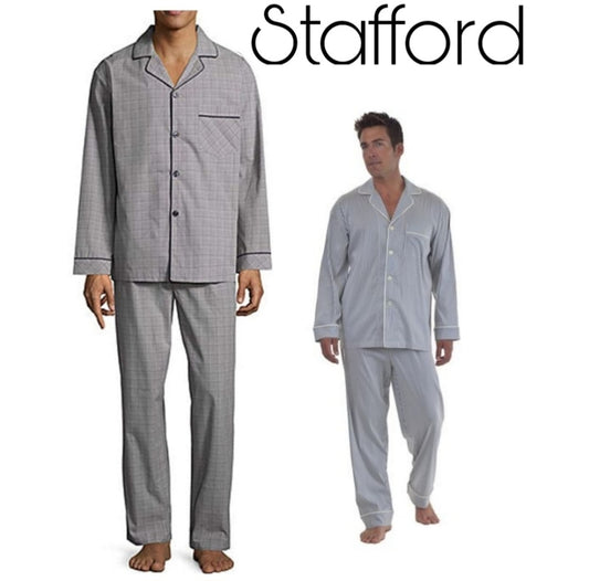 Stafford poplin pajama set. Sz XL. Gray.