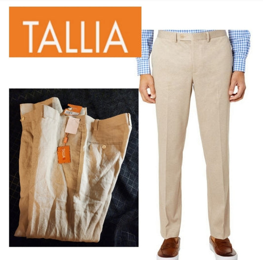 Tallia Orange Tan Linen Dress Pants. Sz 38x30. Org $100. DEAL!!