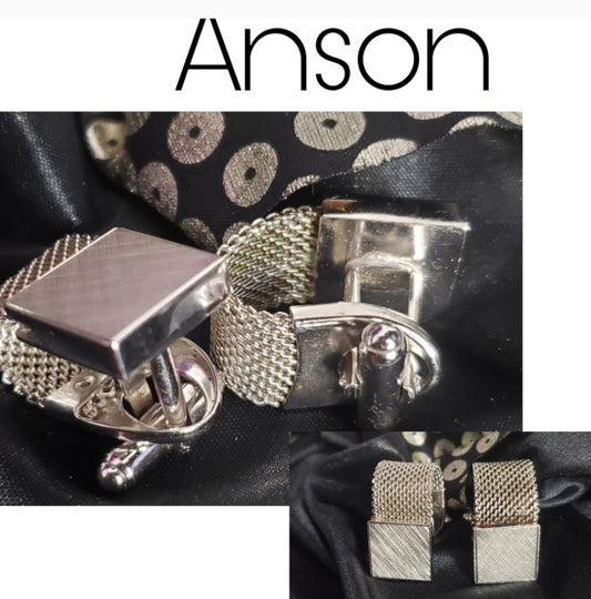Anson Silver Mesh Cufflinks