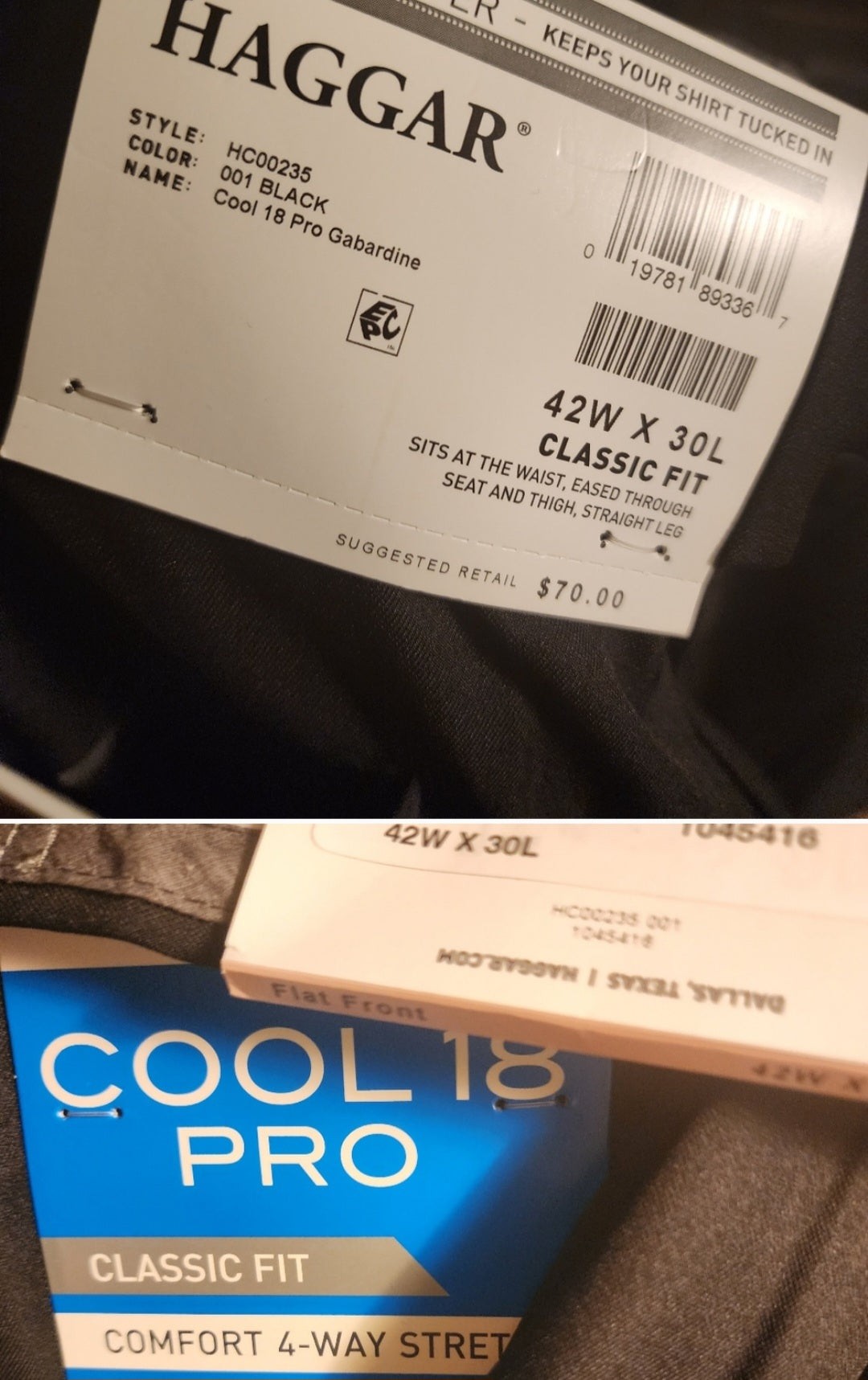 Haggar Cool 18 Pro Mens Black Classic Fit Pants💥 NWTs Sz 42x32 and 40x30 avail